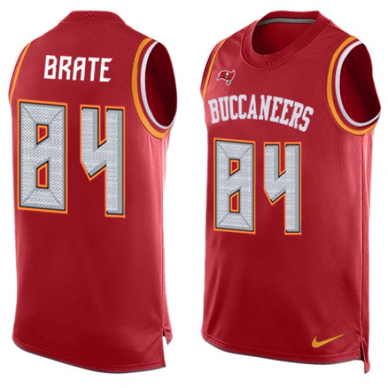 Men's Nike Tampa Bay Buccaneers 84 Cameron Brate Limited Red Player Name & Number Tank Top NFL Jersey