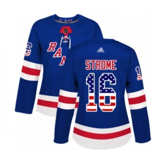 Women's New York Rangers 16 Ryan Strome Authentic Royal Blue USA Flag Fashion Hockey Jersey