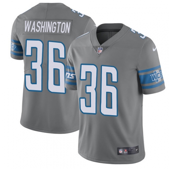 Men's Nike Detroit Lions 36 Dwayne Washington Limited Steel Rush Vapor Untouchable NFL Jersey