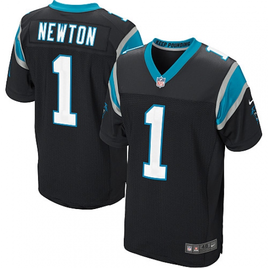 Men's Nike Carolina Panthers 1 Cam Newton Elite Black Team Color NFL Jersey