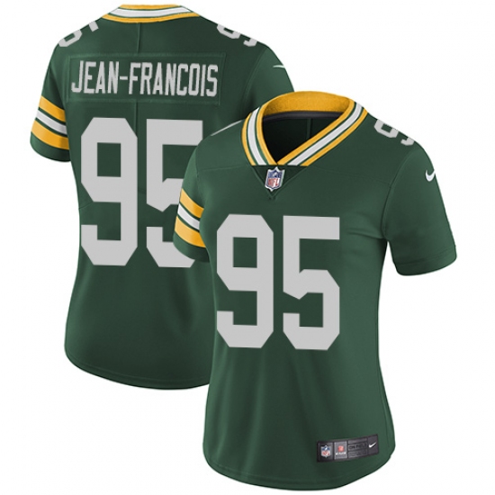 Women's Nike Green Bay Packers 95 Ricky Jean-Francois Elite Green Team Color NFL Jersey