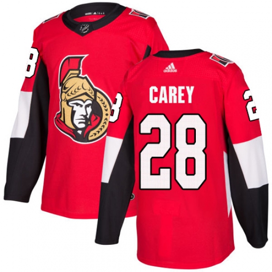 Men's Adidas Ottawa Senators 28 Paul Carey Premier Red Home NHL Jersey