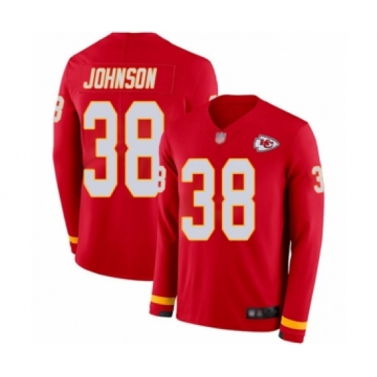 Youth Kansas City Chiefs 38 Dontae Johnson Limited Red Therma Long Sleeve Football Jersey