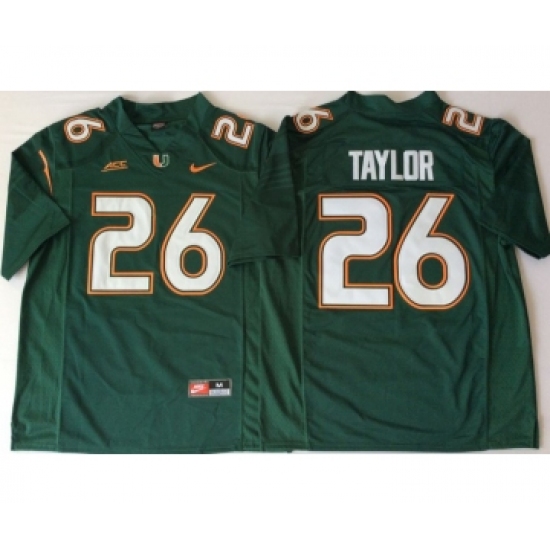 Miami Hurricanes 26 Sean Taylor Green Nike College Football Jersey