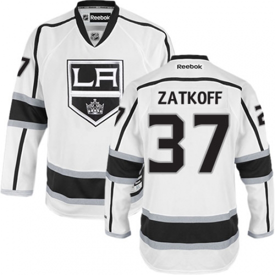 Men's Reebok Los Angeles Kings 37 Jeff Zatkoff Authentic White Away NHL Jersey