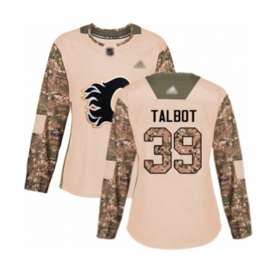 Women's Calgary Flames 39 Cam Talbot Authentic Camo Veterans Day Practice Hockey Jersey