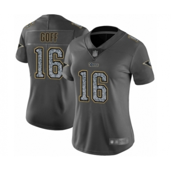 Women's Los Angeles Rams 16 Jared Goff Limited Gray Static Fashion Football Jersey