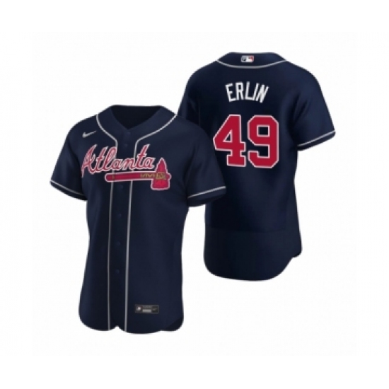 Men's Atlanta Braves 49 Robbie Erlin Nike Navy Authentic Alternate Jersey