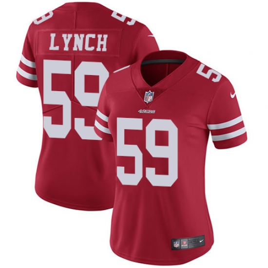 Women's Nike San Francisco 49ers 59 Aaron Lynch Elite Red Team Color NFL Jersey