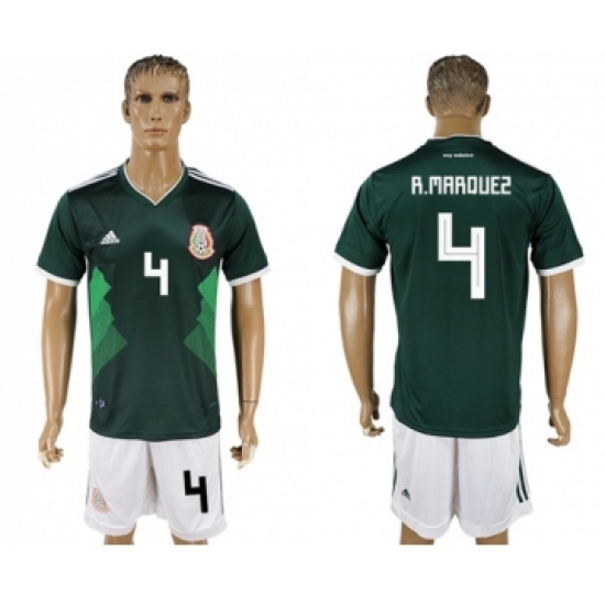 Mexico 4 R.Marquez Green Home Soccer Country Jersey