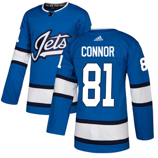 Youth Adidas Winnipeg Jets 81 Kyle Connor Authentic Blue Alternate NHL Jersey