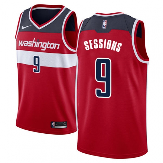 Men's Nike Washington Wizards 9 Ramon Sessions Swingman Red NBA Jersey - Icon Edition