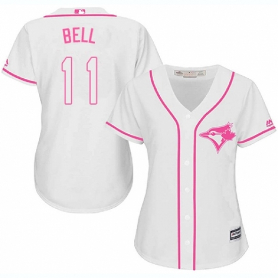 Women's Majestic Toronto Blue Jays 11 George Bell Authentic White Fashion Cool Base MLB Jersey