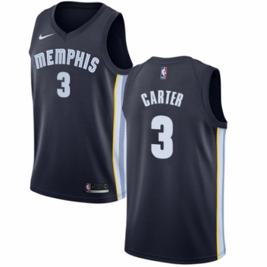 Men's Nike Memphis Grizzlies 3 Jevon Carter Swingman Navy Blue Road NBA Jersey - Icon Edition