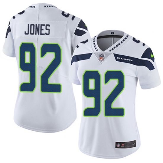 Women's Nike Seattle Seahawks 92 Nazair Jones White Vapor Untouchable Elite Player NFL Jersey