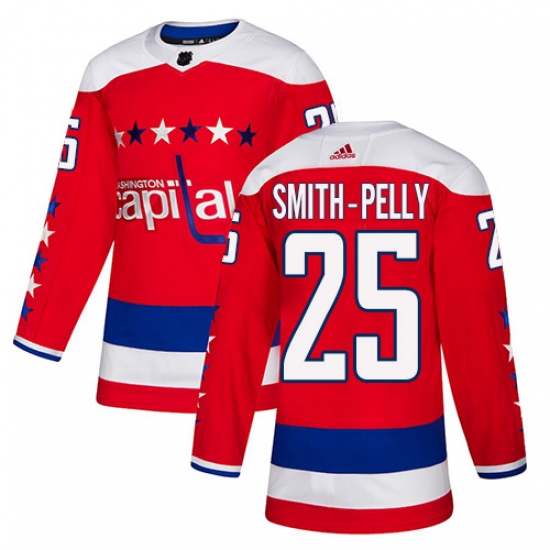 Youth Adidas Washington Capitals 25 Devante Smith-Pelly Authentic Red Alternate NHL Jersey