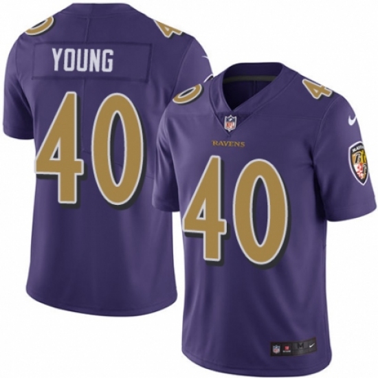 Men's Nike Baltimore Ravens 40 Kenny Young Limited Purple Rush Vapor Untouchable NFL Jersey