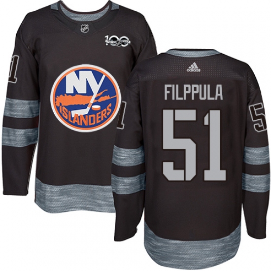 Men's Adidas New York Islanders 51 Valtteri Filppula Authentic Black 1917-2017 100th Anniversary NHL Jersey