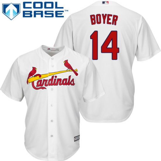 Youth Majestic St. Louis Cardinals 14 Ken Boyer Replica White Home Cool Base MLB Jersey