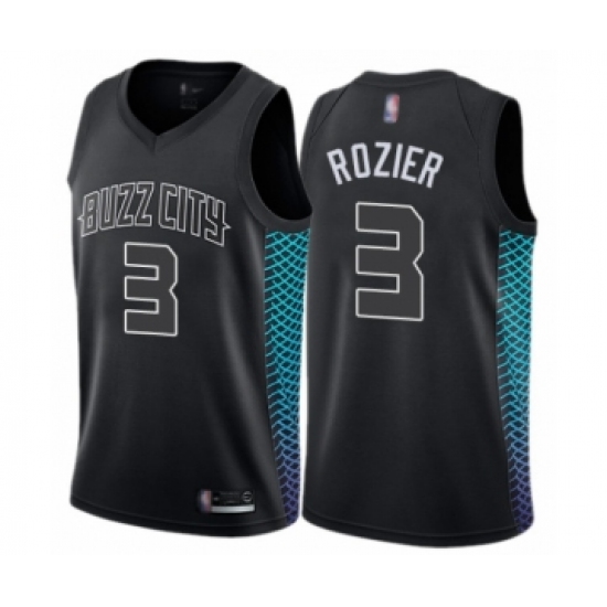 Men's Jordan Charlotte Hornets 3 Terry Rozier Authentic Black Basketball Jersey - City Edition