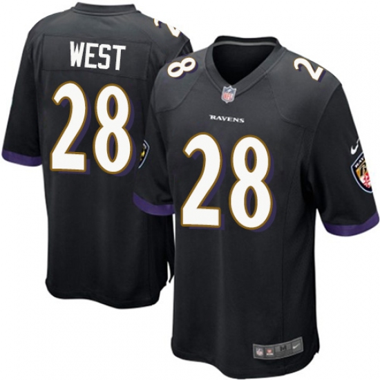 Men's Nike Baltimore Ravens 28 Terrance West Game Black Alternate NFL Jersey