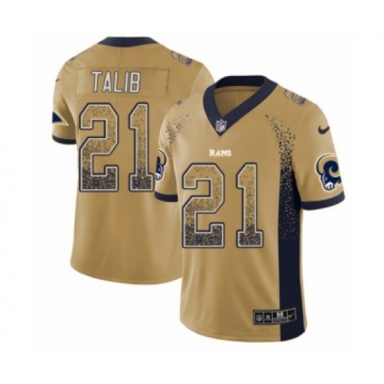 Men's Nike Los Angeles Rams 21 Aqib Talib Limited Gold Rush Drift Fashion NFL Jersey