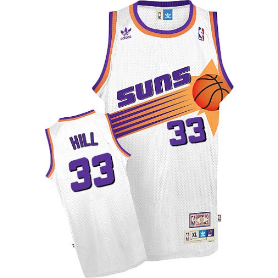 Men's Adidas Phoenix Suns 33 Grant Hill Authentic White Throwback NBA Jersey