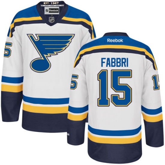 Men's Reebok St. Louis Blues 15 Robby Fabbri Authentic White Away NHL Jersey