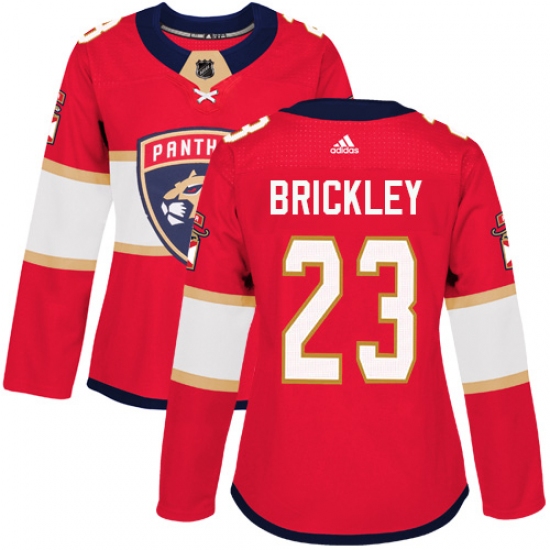 Women's Adidas Florida Panthers 23 Connor Brickley Authentic Red Home NHL Jersey