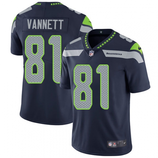 Men's Nike Seattle Seahawks 81 Nick Vannett Steel Blue Team Color Vapor Untouchable Limited Player NFL Jersey
