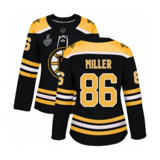 Women's Boston Bruins 86 Kevan Miller Authentic Black Home 2019 Stanley Cup Final Bound Hockey Jersey