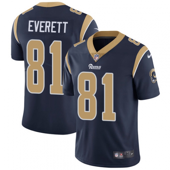 Youth Nike Los Angeles Rams 81 Gerald Everett Navy Blue Team Color Vapor Untouchable Limited Player NFL Jersey