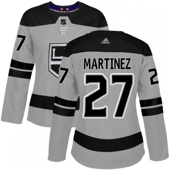 Women's Adidas Los Angeles Kings 27 Alec Martinez Authentic Gray Alternate NHL Jersey