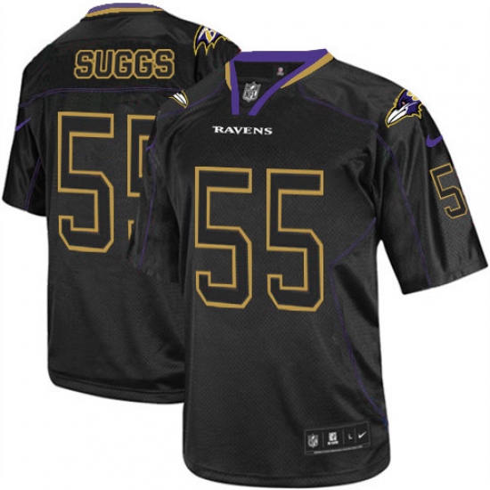 Men's Nike Baltimore Ravens 55 Terrell Suggs Elite Lights Out Black NFL Jersey