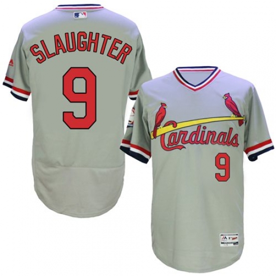 Men's Majestic St. Louis Cardinals 9 Enos Slaughter Grey Flexbase Authentic Collection Cooperstown MLB Jersey