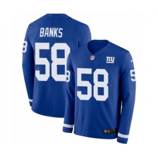 Youth Nike New York Giants 58 Carl Banks Limited Royal Blue Therma Long Sleeve NFL Jersey