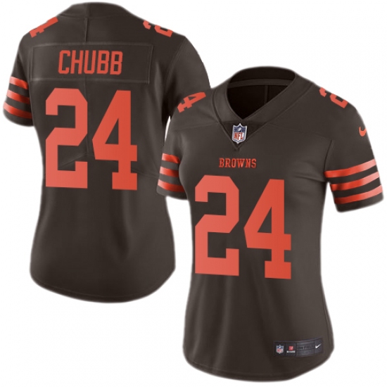 Women's Nike Cleveland Browns 24 Nick Chubb Limited Brown Rush Vapor Untouchable NFL Jersey