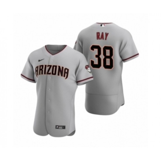 Men's Arizona Diamondbacks 38 Robbie Ray Nike Gray Authentic 2020 Road Jersey