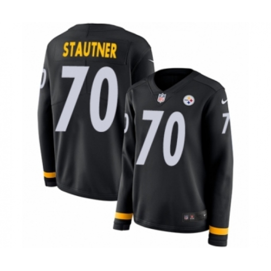 Women's Nike Pittsburgh Steelers 70 Ernie Stautner Limited Black Therma Long Sleeve NFL Jersey