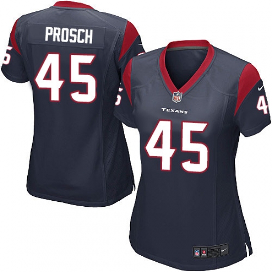 Women's Nike Houston Texans 45 Jay Prosch Game Navy Blue Team Color NFL Jersey