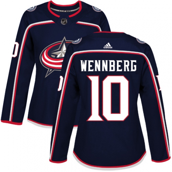 Women's Adidas Columbus Blue Jackets 10 Alexander Wennberg Authentic Navy Blue Home NHL Jersey