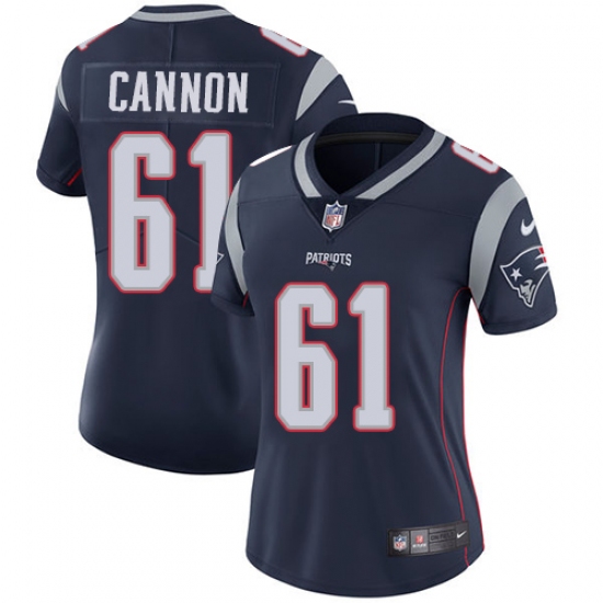 Women's Nike New England Patriots 61 Marcus Cannon Navy Blue Team Color Vapor Untouchable Limited Player NFL Jersey