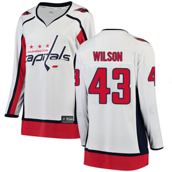 Women's Washington Capitals 43 Tom Wilson Fanatics Branded White Away Breakaway NHL Jersey