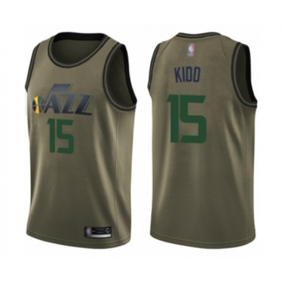 Men's Utah Jazz 15 Stanton Kidd Swingman Green Salute to Service Basketball Jersey