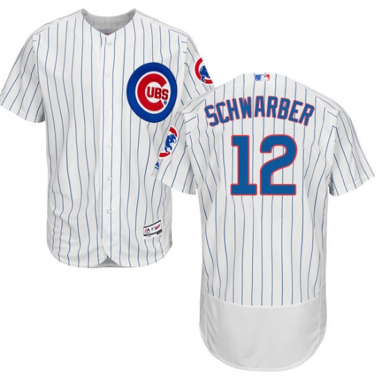 Men's Majestic Chicago Cubs 12 Kyle Schwarber White Home Flex Base Authentic Collection MLB Jersey