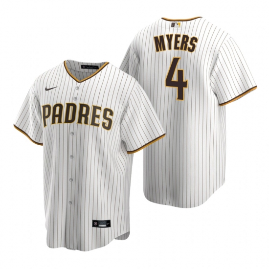 Men's Nike San Diego Padres 4 Wil Myers White Brown Home Stitched Baseball Jersey