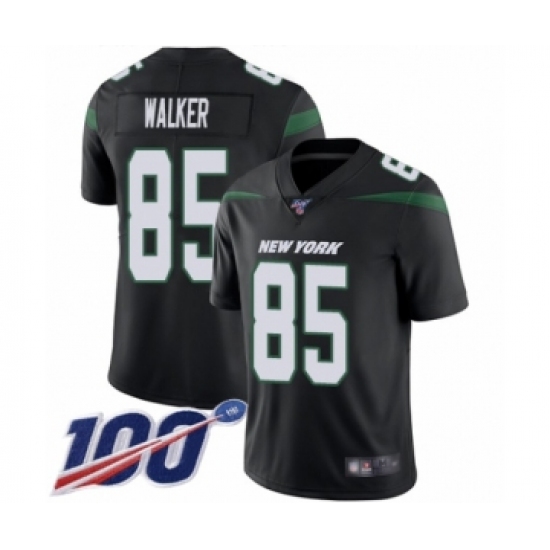 Men's New York Jets 85 Wesley Walker Black Alternate Vapor Untouchable Limited Player 100th Season Football Jersey