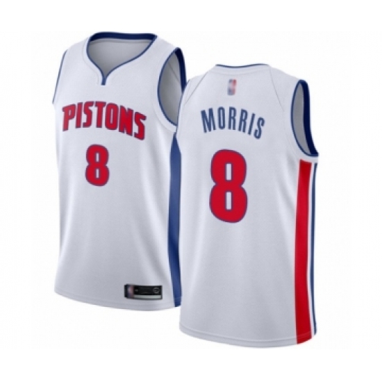 Men's Detroit Pistons 8 Markieff Morris Authentic White Basketball Jersey - Association Edition