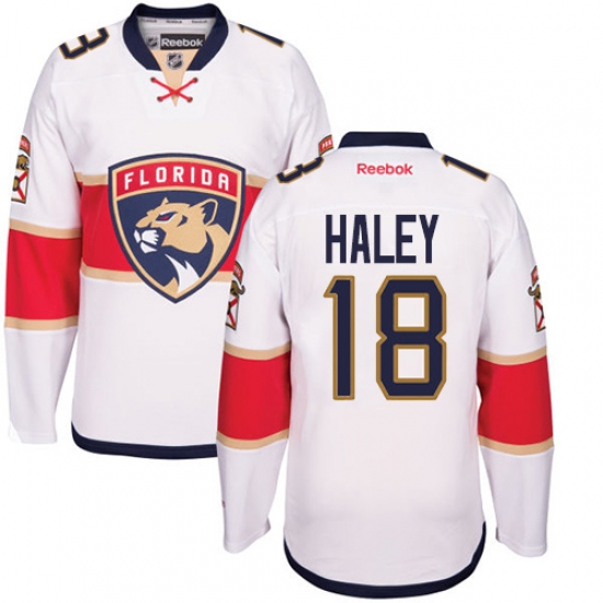 Youth Reebok Florida Panthers 18 Micheal Haley Authentic White Away NHL Jersey