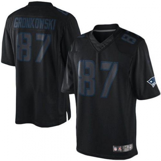 Men's Nike New England Patriots 87 Rob Gronkowski Limited Black Impact NFL Jersey